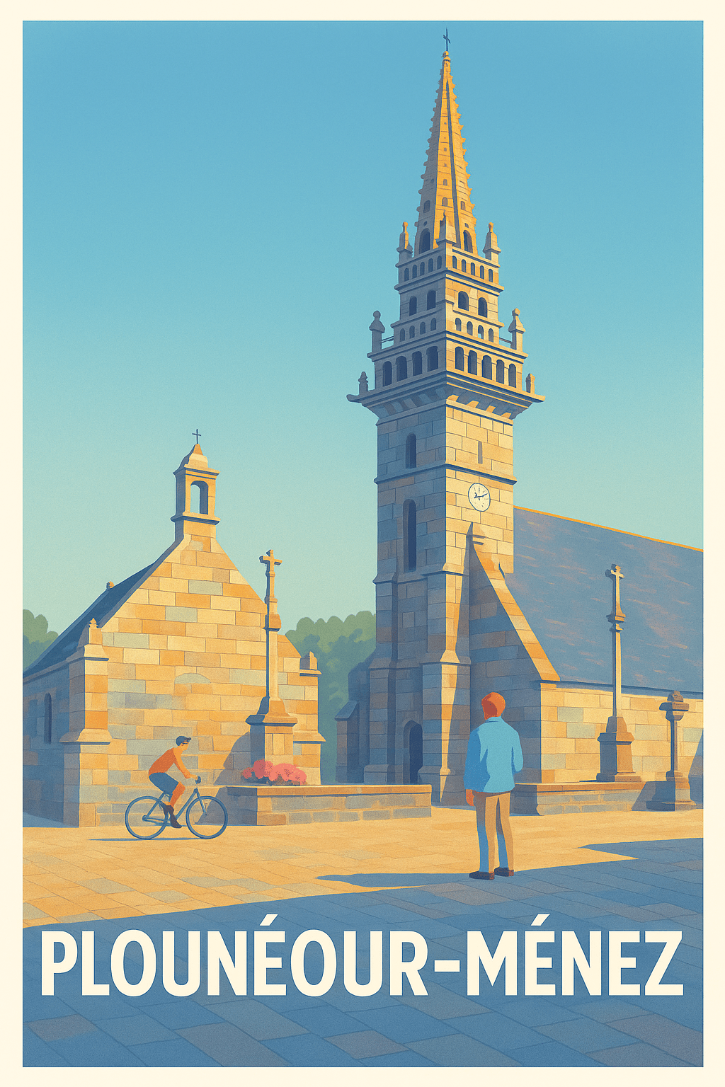 Finistère France Affiche de Plounéour-Ménez - Charme architectural breton