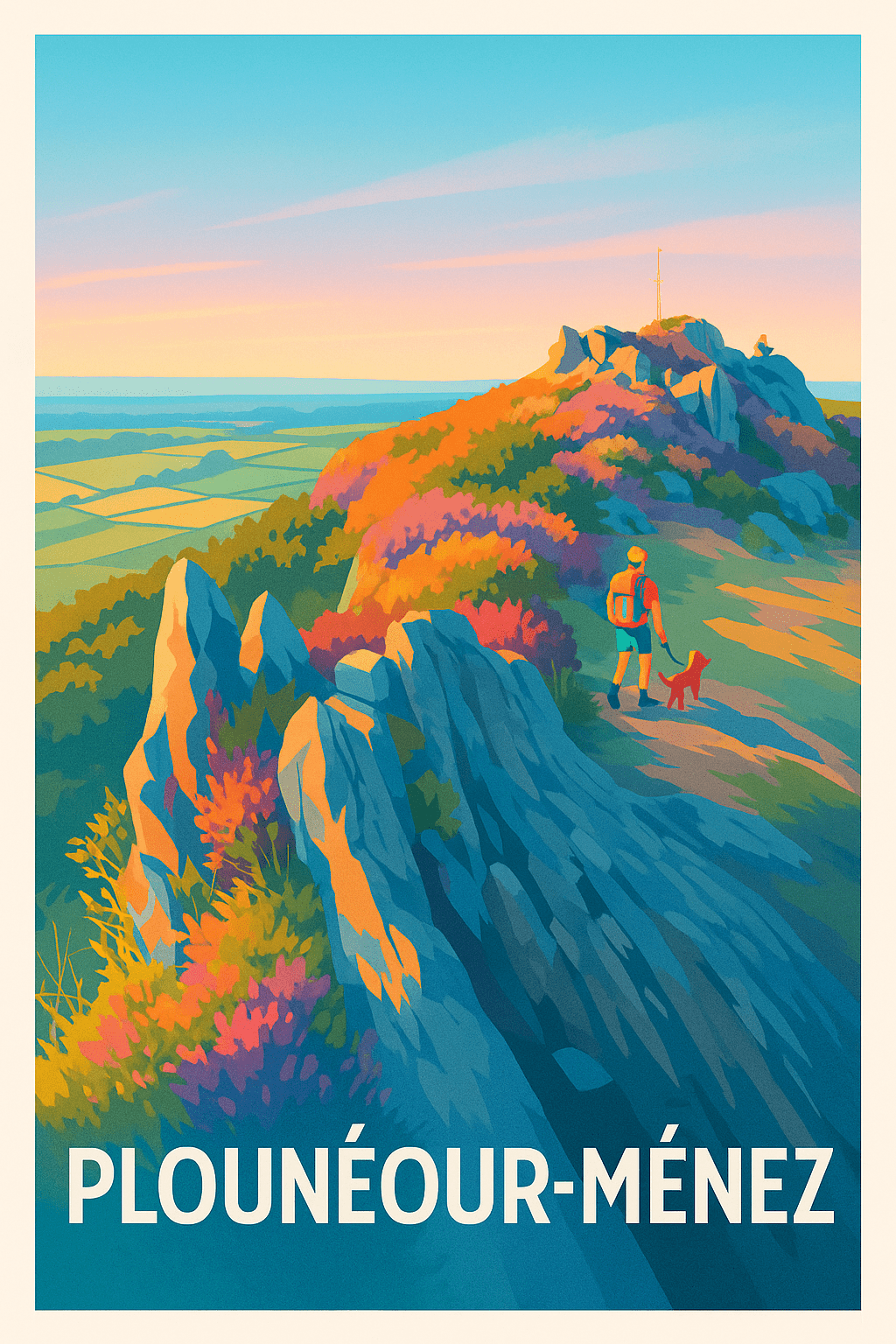Finistère France Affiche de Plounéour-Ménez - Escapade nature au sommet