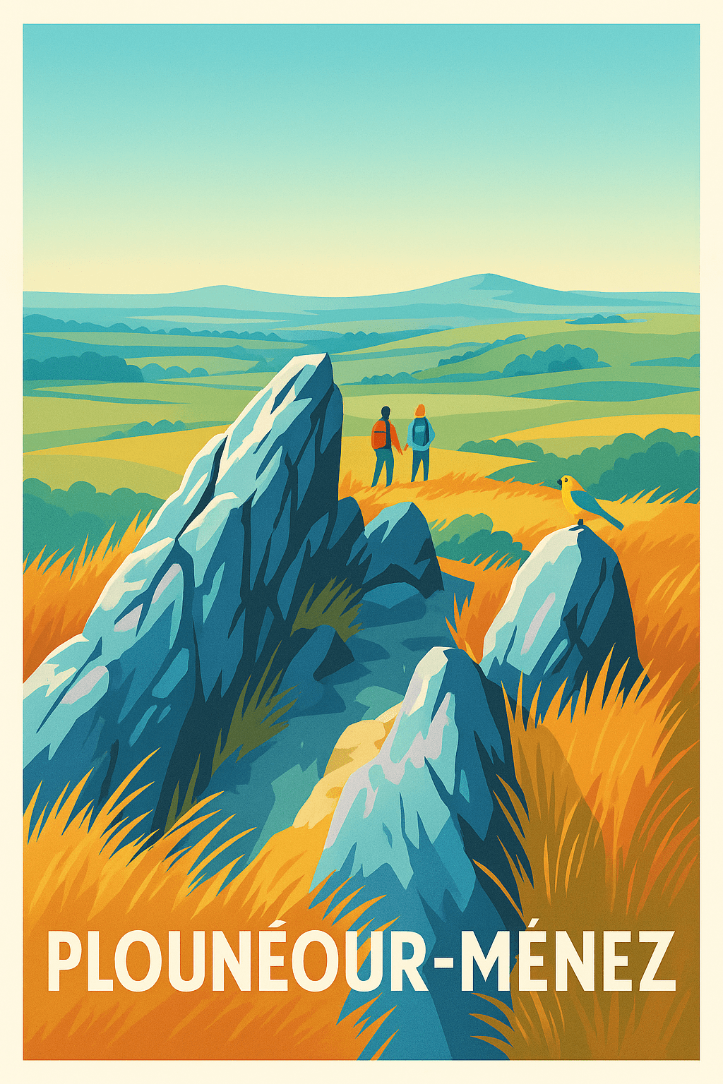 Finistère France Affiche de Plounéour-Ménez - Évasion au cœur des Monts d'Arrée