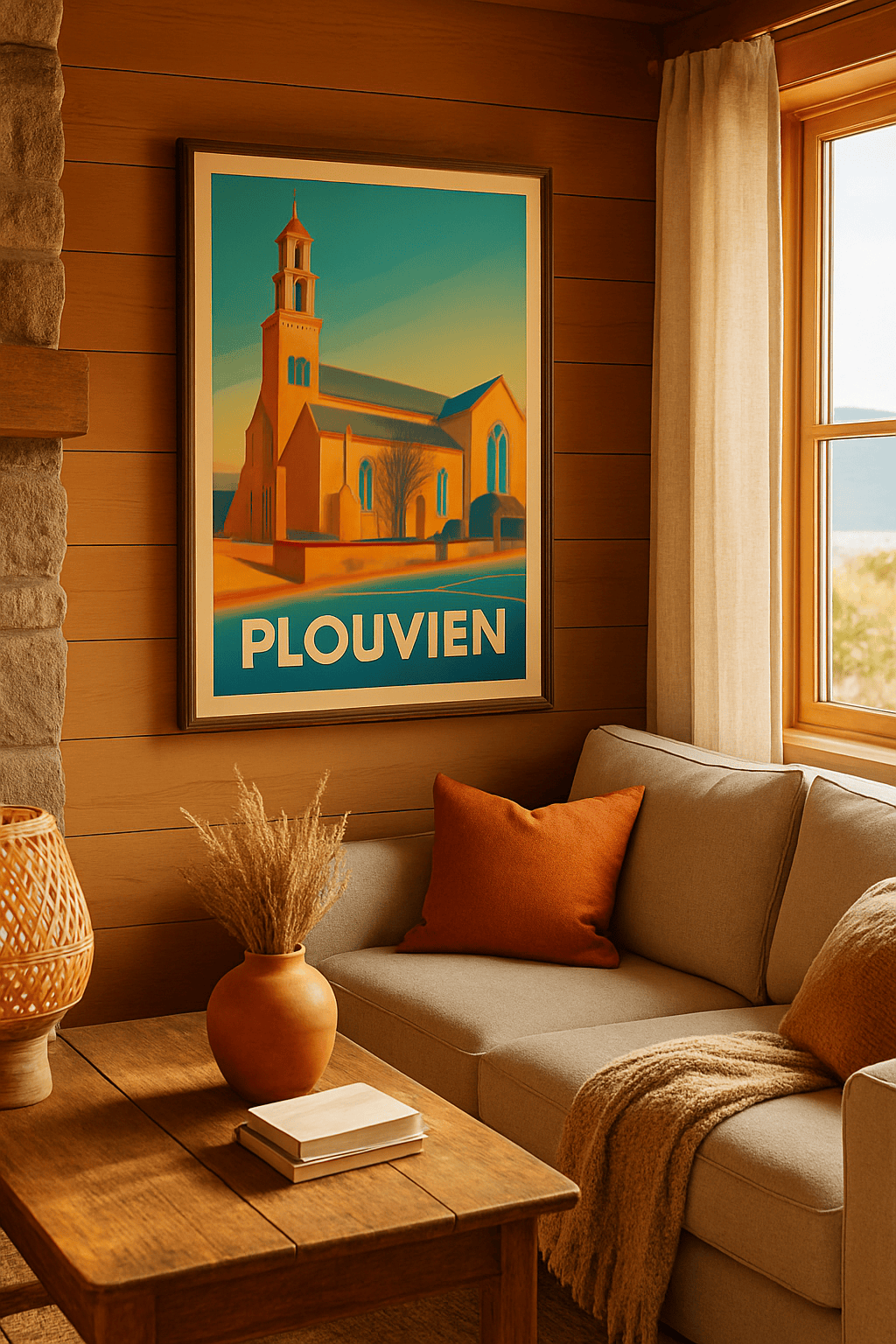 Affiche Plouvien — Éclat chaleureux de la chapelle locale · poster d'art de Plouvien