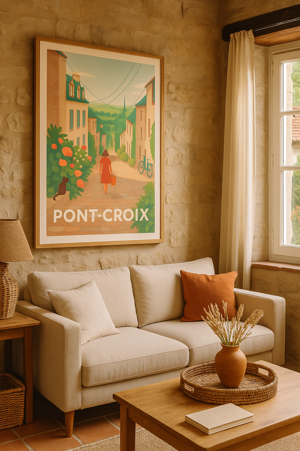 Affiche Pont-Croix — Charme paisible d'une ruelle bretonne · poster d'art de Pont-Croix