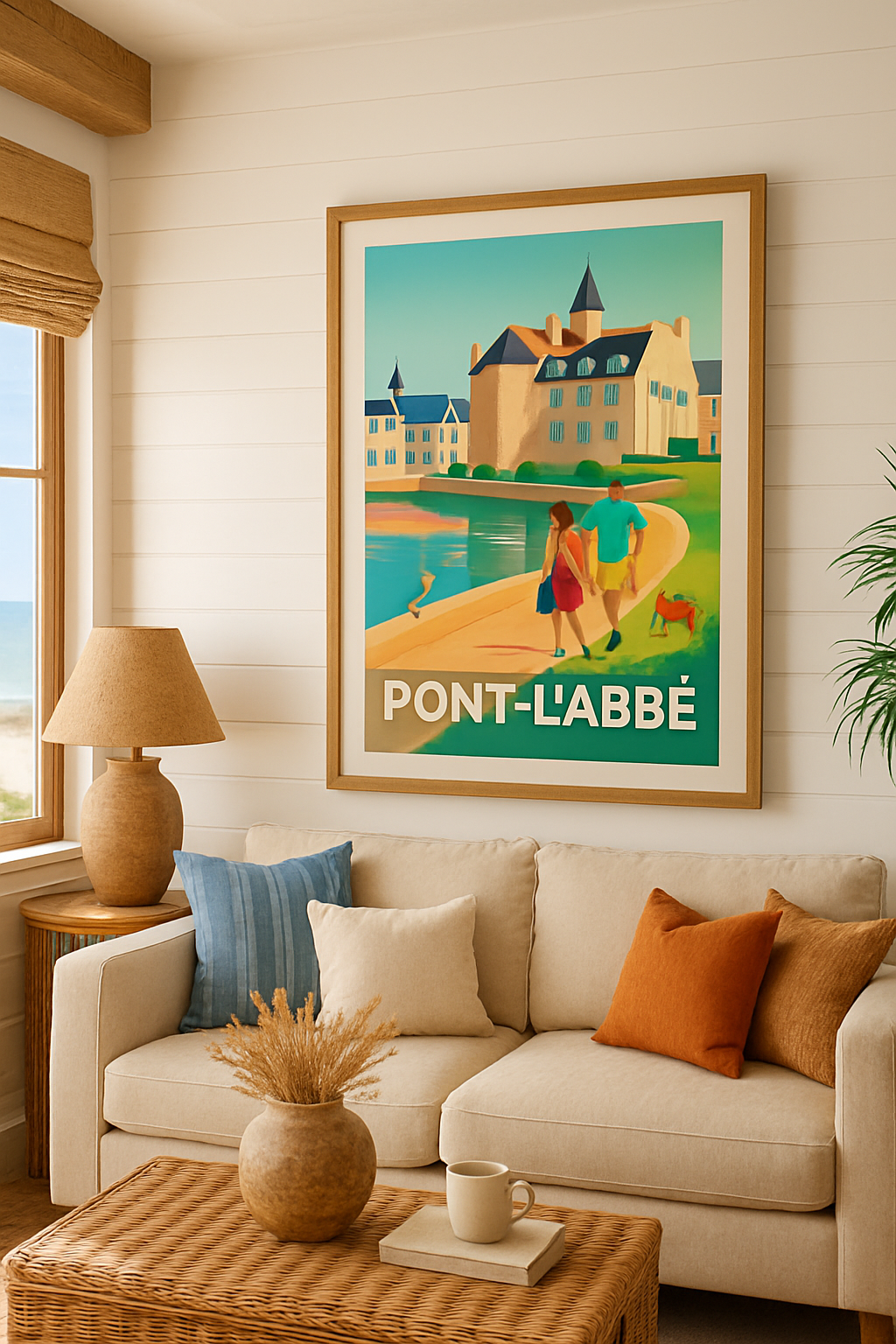 Affiche Pont-l'Abbé — Balade romantique en bord de rivière · poster d'art de Pont-l'Abbé