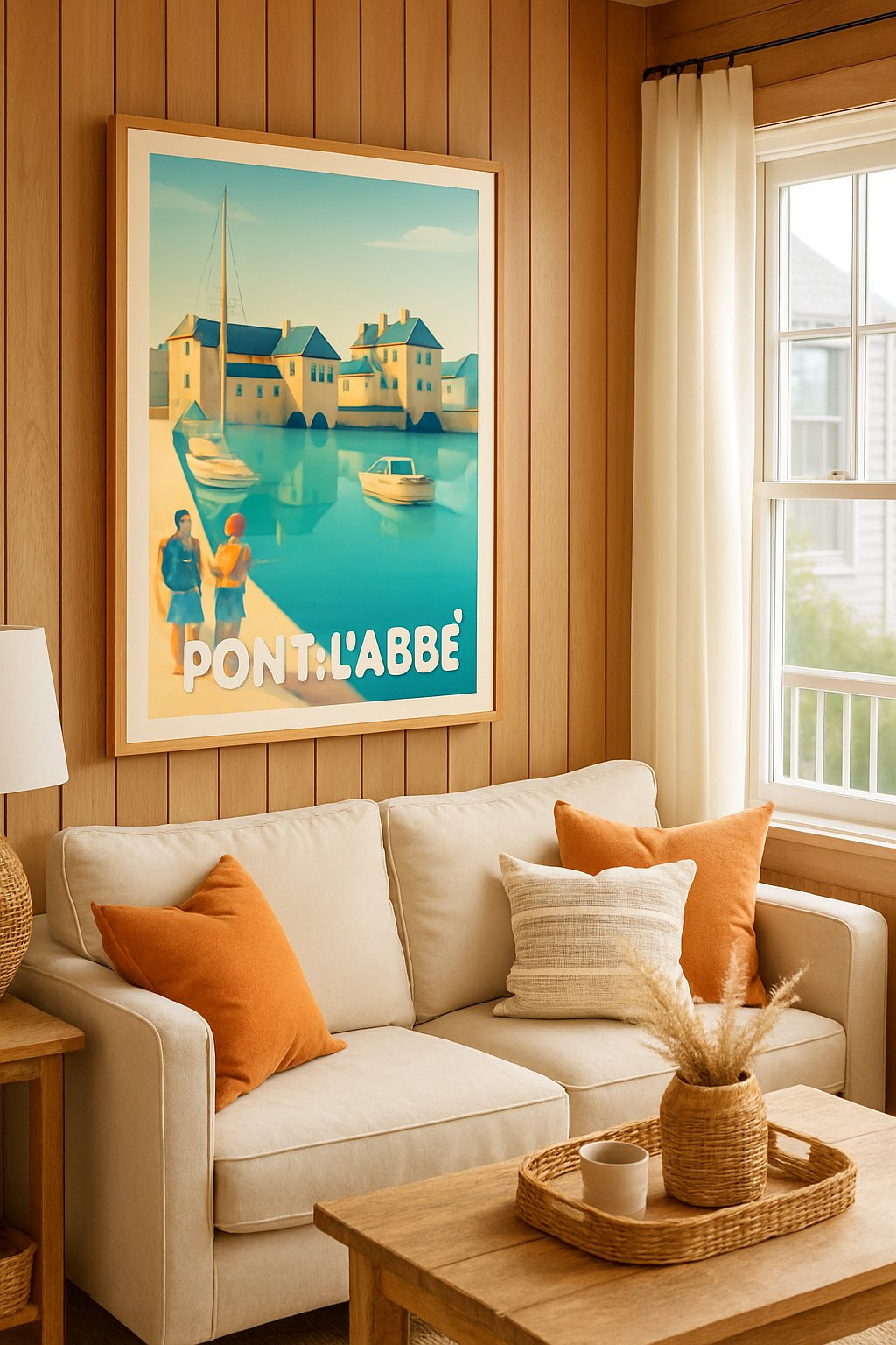 Affiche Pont-l'Abbé — Charme et sérénité bretonne au port · poster d'art de Pont-l'Abbé