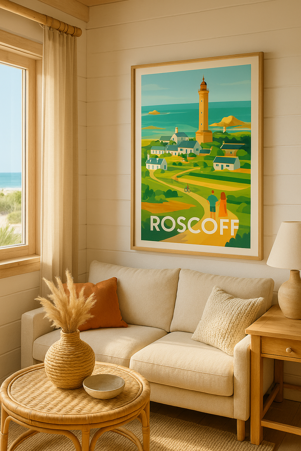 Finistère France Affiche de Roscoff - Charme côtier breton en poster vintage