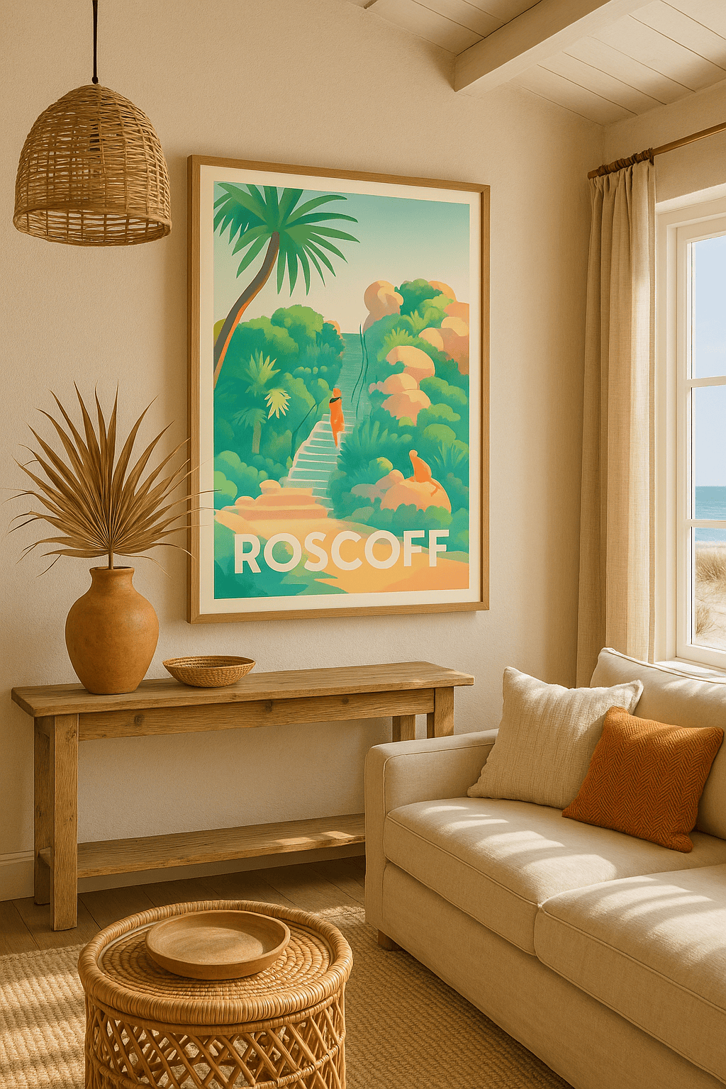 Finistère France Affiche de Roscoff - Invitation à la promenade en bord de mer