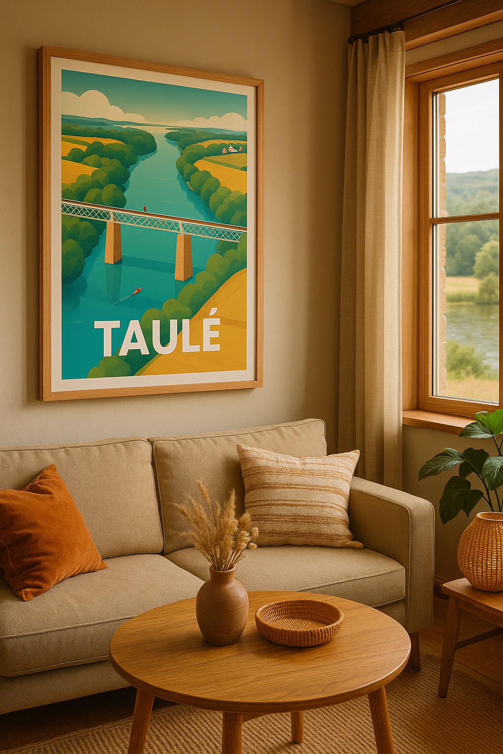 Affiche Taulé — Harmonie entre nature et rivière paisible · poster d'art de Taulé