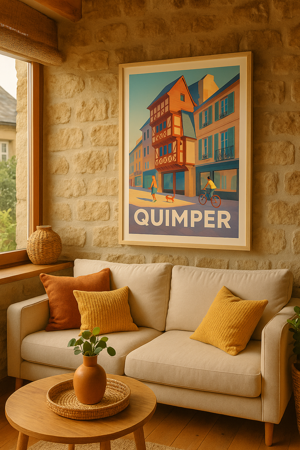 Finistère France Affiche Quimper - Charme breton en lumière douce