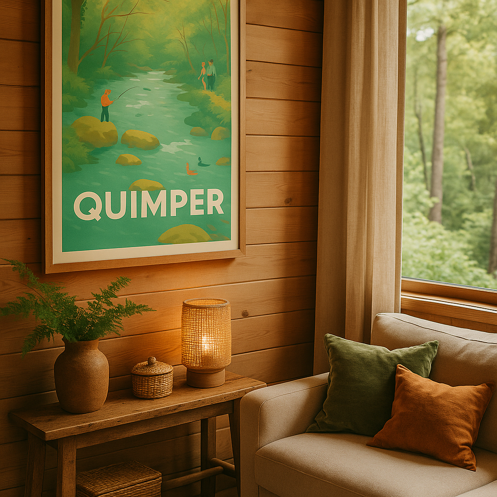 Finistère France Affiche Quimper - Évasion bucolique au fil de l'eau