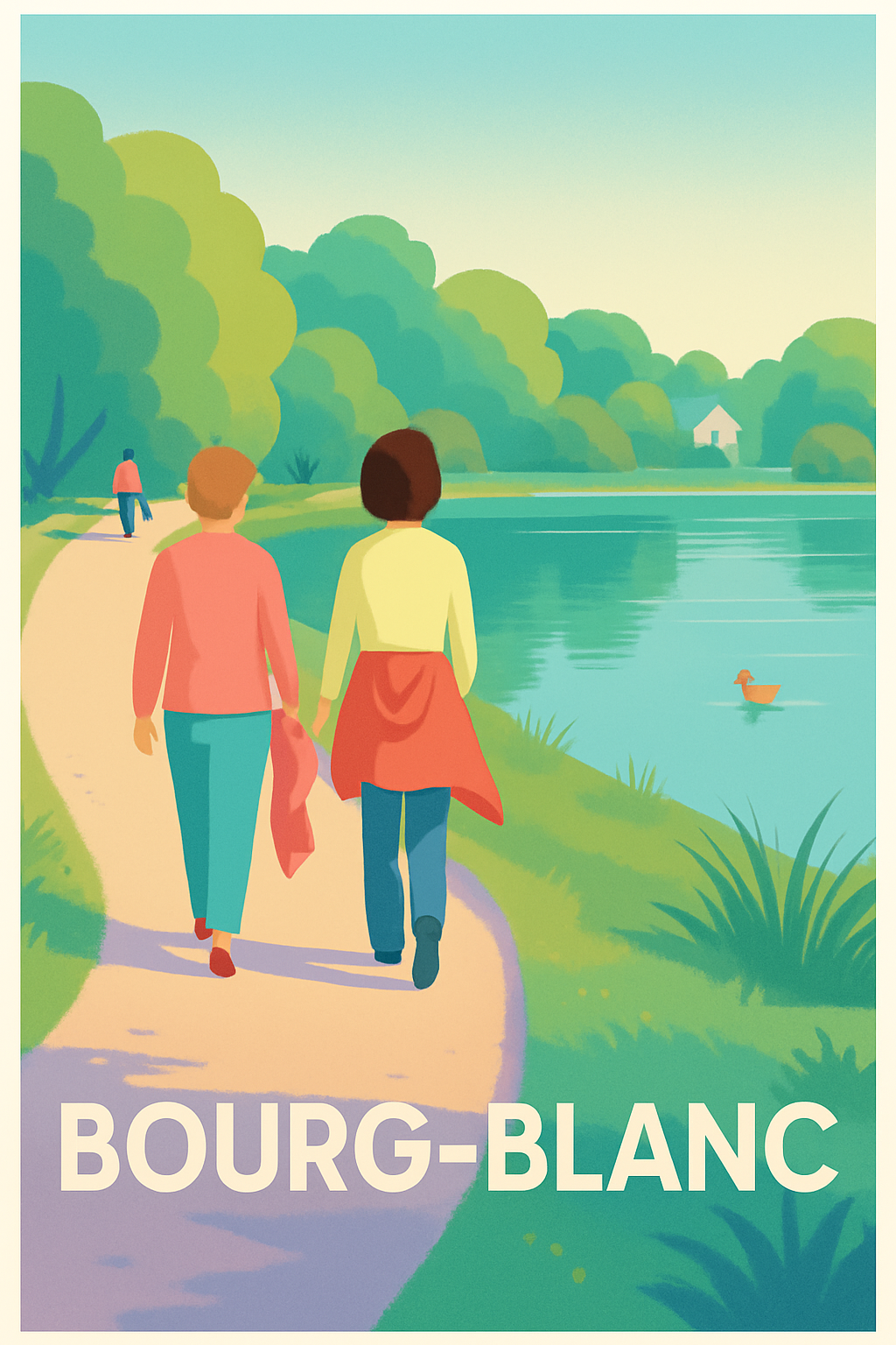 Finistère France Pas de Cadre / 20 × 30cm Affiche de Bourg-Blanc - Balade au bord de l'eau