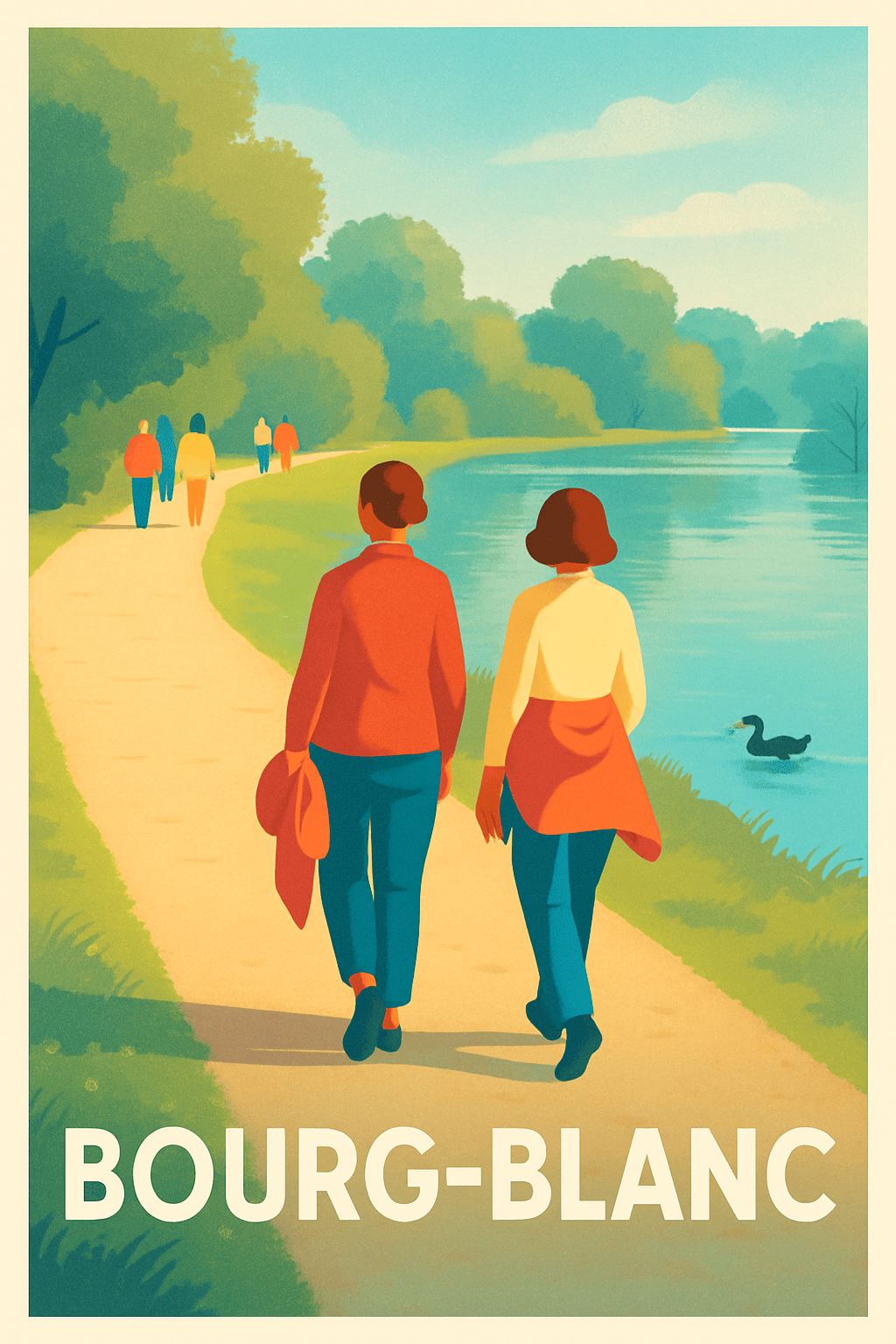 Finistère France Pas de Cadre / 20 × 30cm Affiche de Bourg-Blanc - Promenade au fil de l'eau