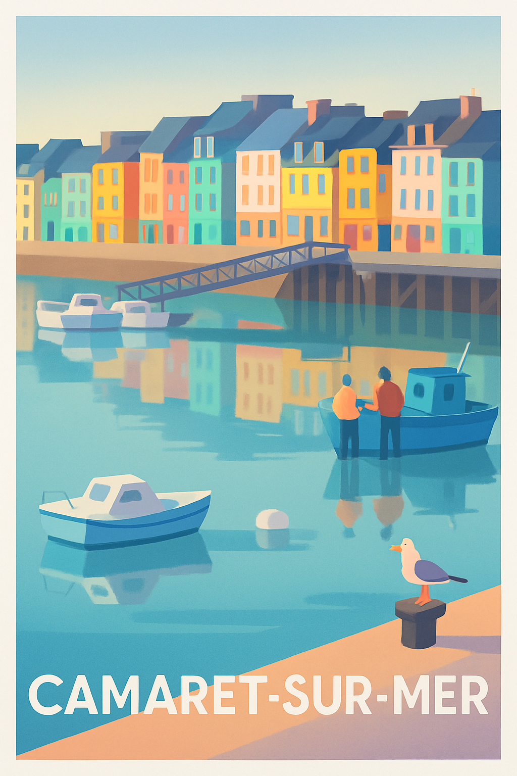 Finistère France Pas de Cadre / 20 × 30cm Affiche de Camaret-sur-Mer - Charmant port breton en couleurs