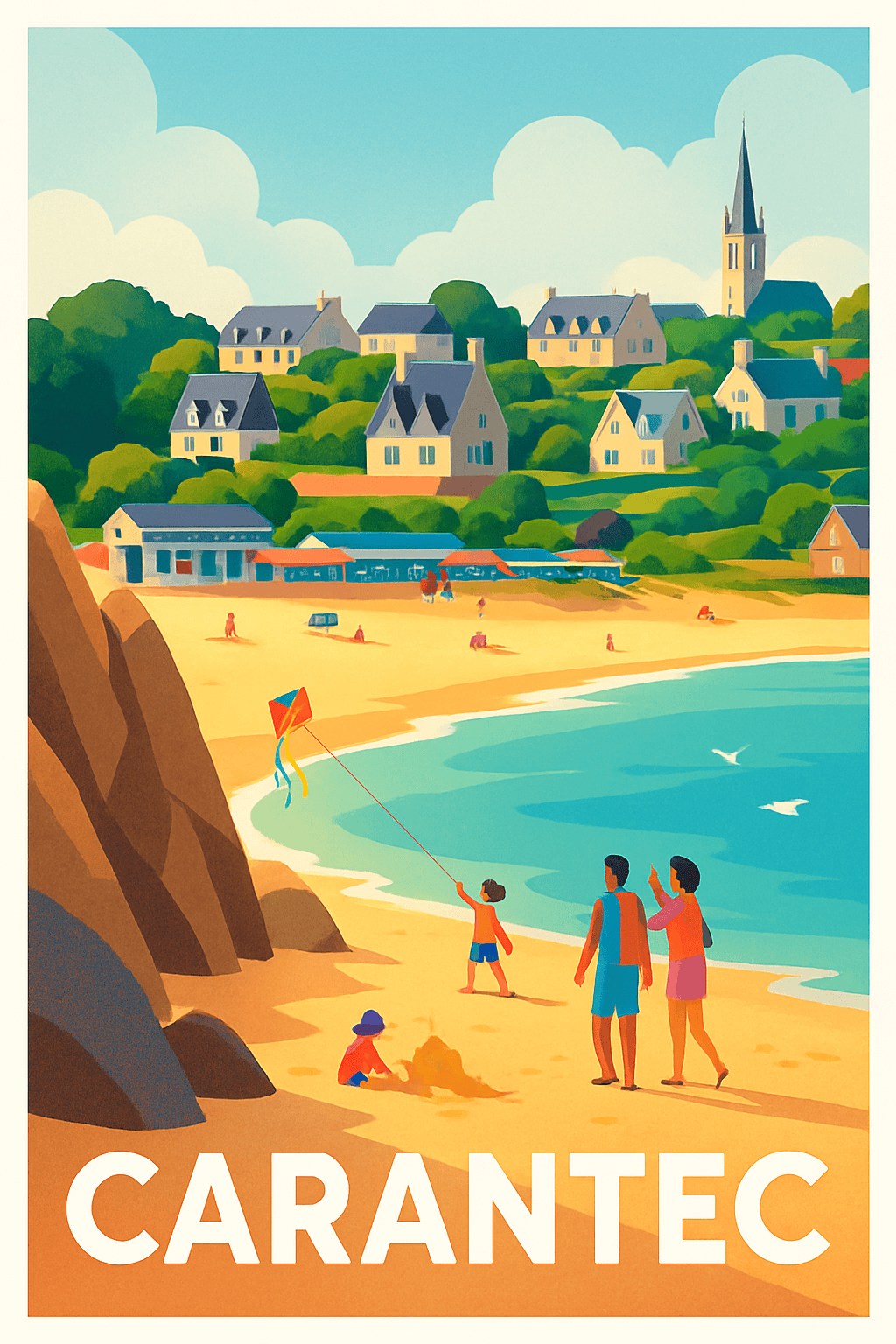 Finistère France Pas de Cadre / 20 × 30cm Affiche de Carantec - Évasion et douceur bretonne au bord de la mer