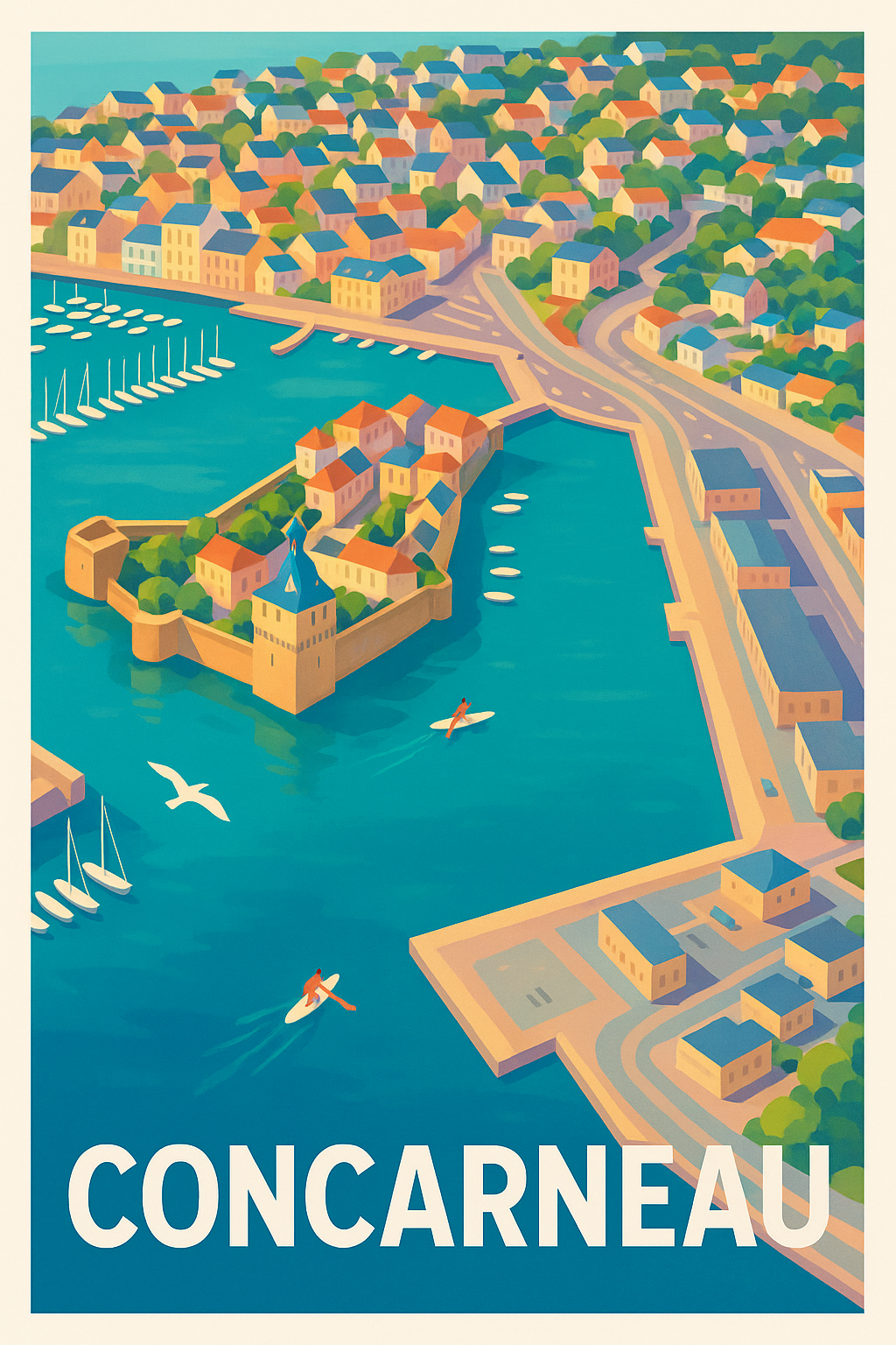 Affiche Concarneau — Vue idyllique sur la cité corsaire · poster d'art de Concarneau