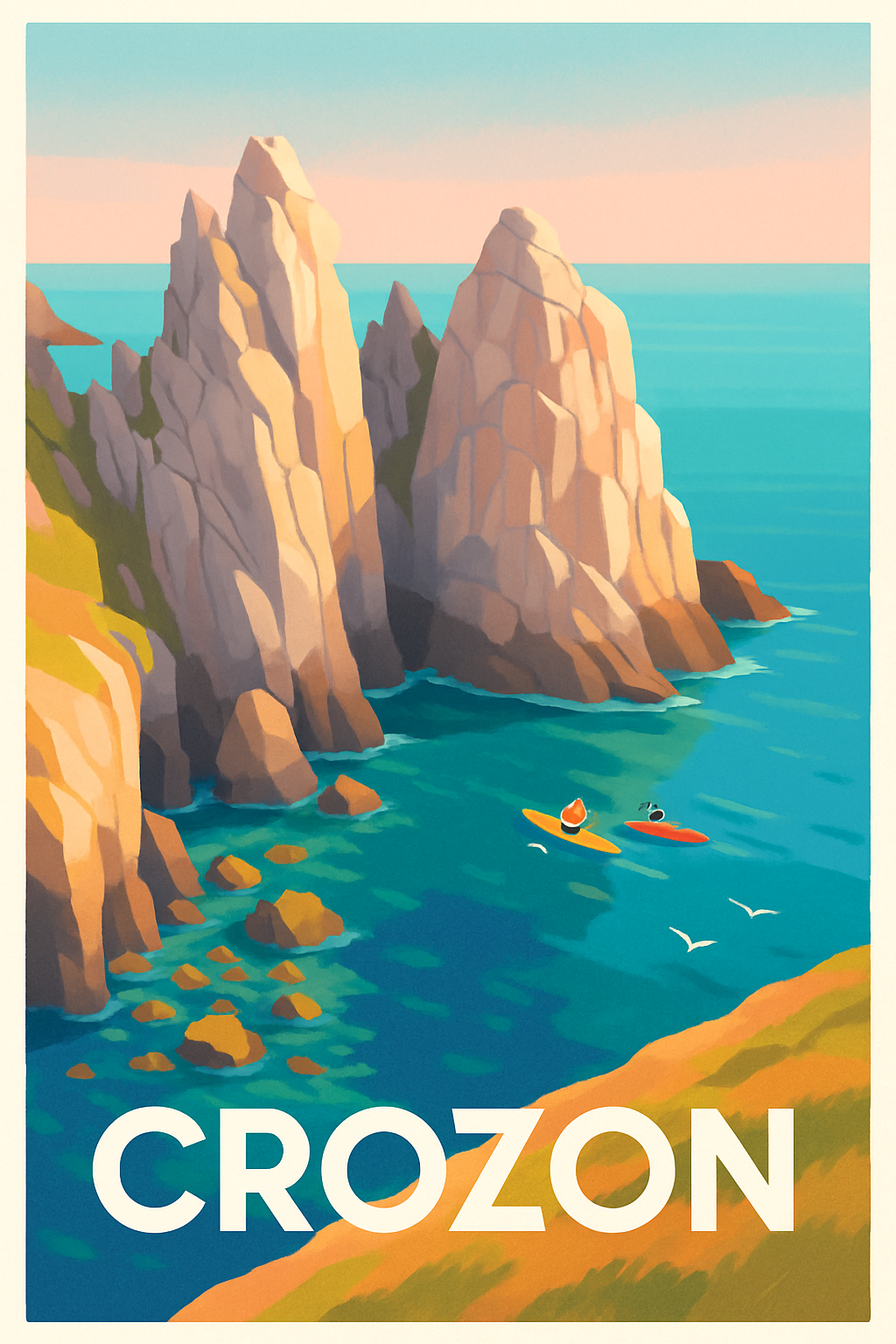 Finistère France Pas de Cadre / 20 × 30cm Affiche de Crozon - Évasion et nature sauvage en Bretagne