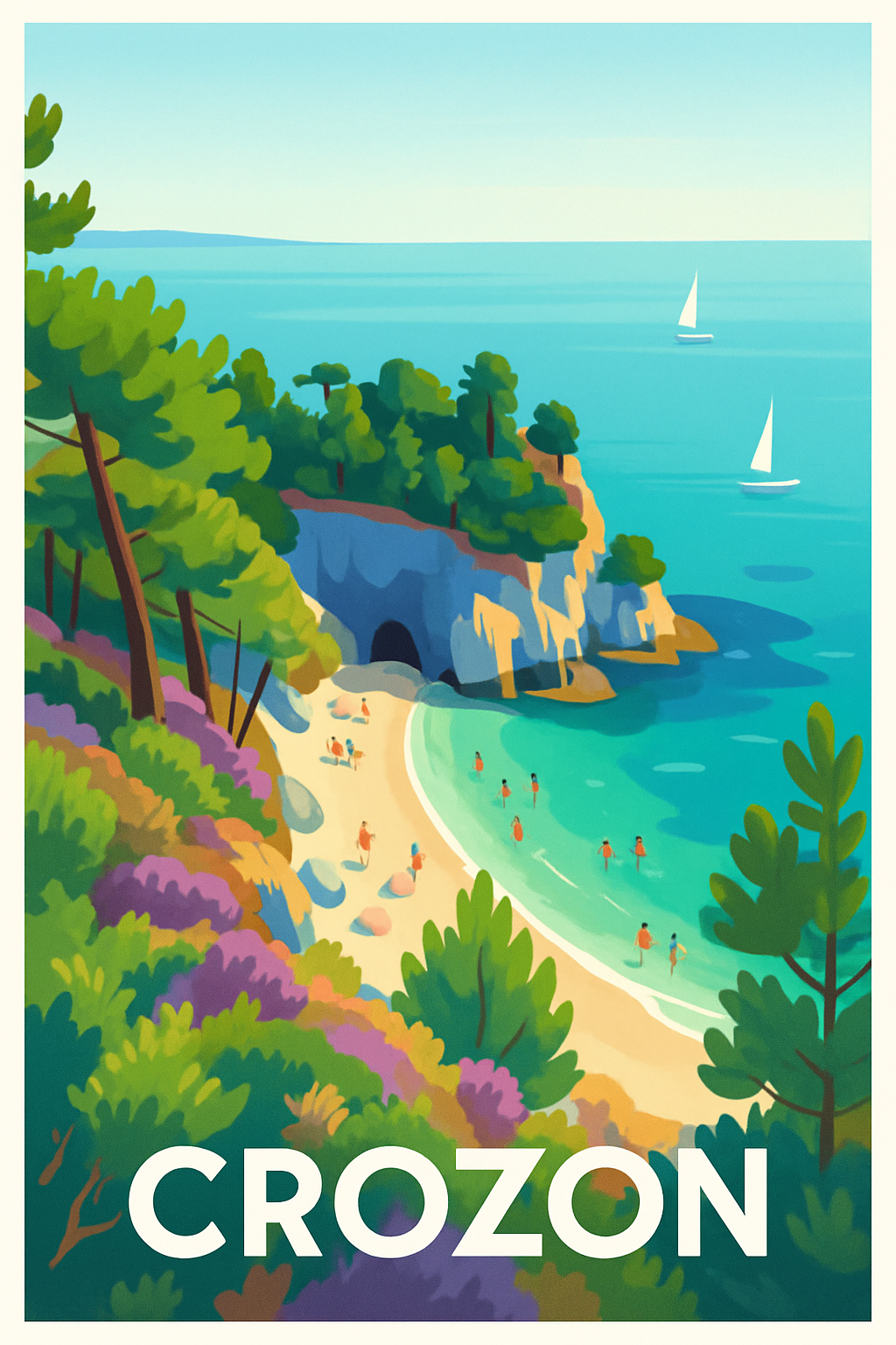 Finistère France Pas de Cadre / 20 × 30cm Affiche de Crozon - L'évasion nature et mer en Bretagne