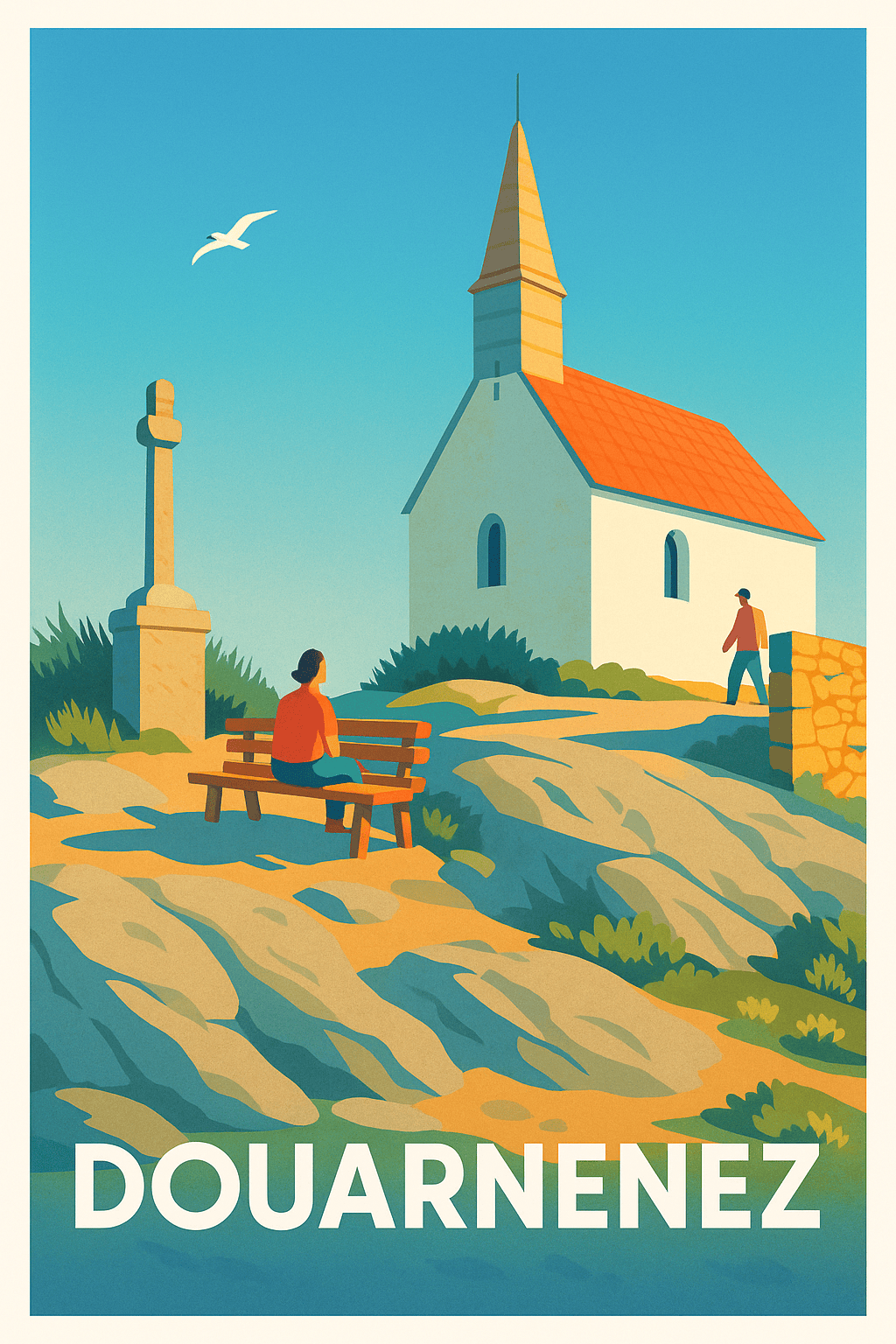 Finistère France Pas de Cadre / 20 × 30cm Affiche de Douarnenez - Escapade paisible en Bretagne