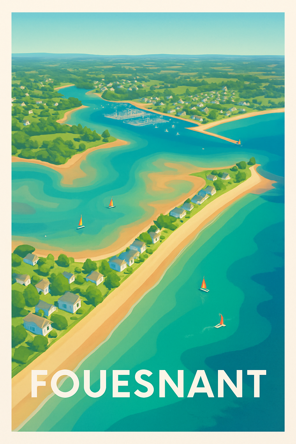 Affiche Fouesnant — Évasion entre mer et campagne · poster d'art de Fouesnant