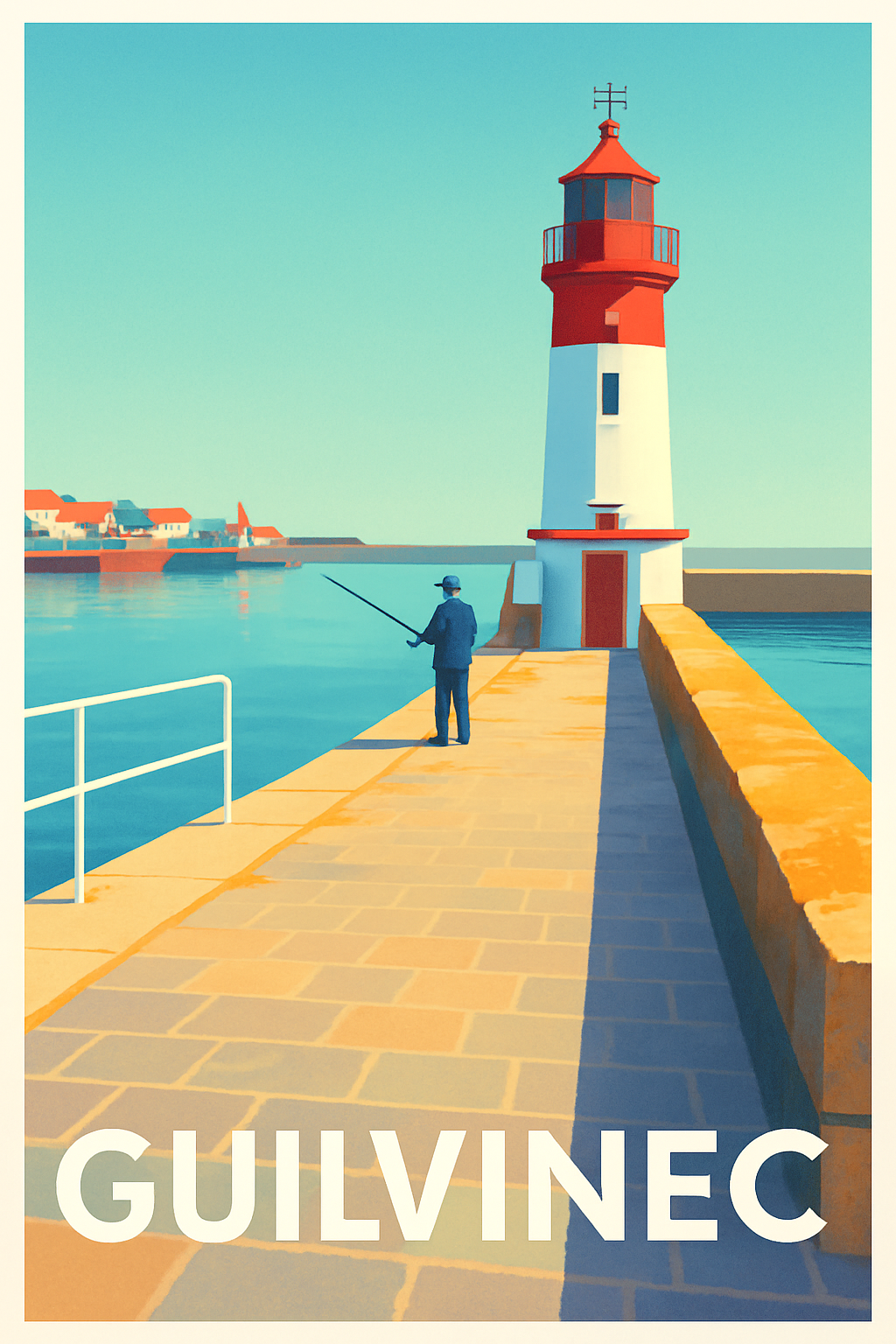 Affiche Guilvinec — Sérénité au phare du port · poster d'art de Guilvinec