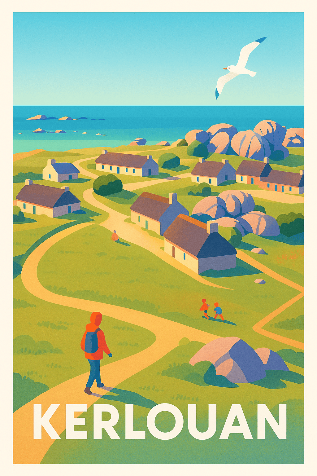 Finistère France Pas de Cadre / 20 × 30cm Affiche de Kerlouan - Balade entre mer et tradition bretonne