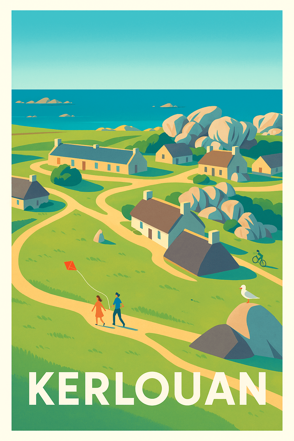 Finistère France Pas de Cadre / 20 × 30cm Affiche de Kerlouan - Douceur de vivre en bord de mer