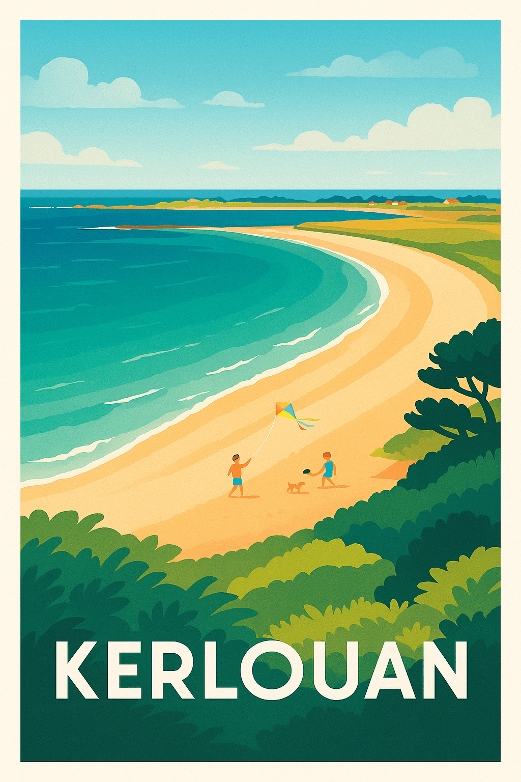 Finistère France Pas de Cadre / 20 × 30cm Affiche de Kerlouan - Évasion en famille sur la côte bretonne