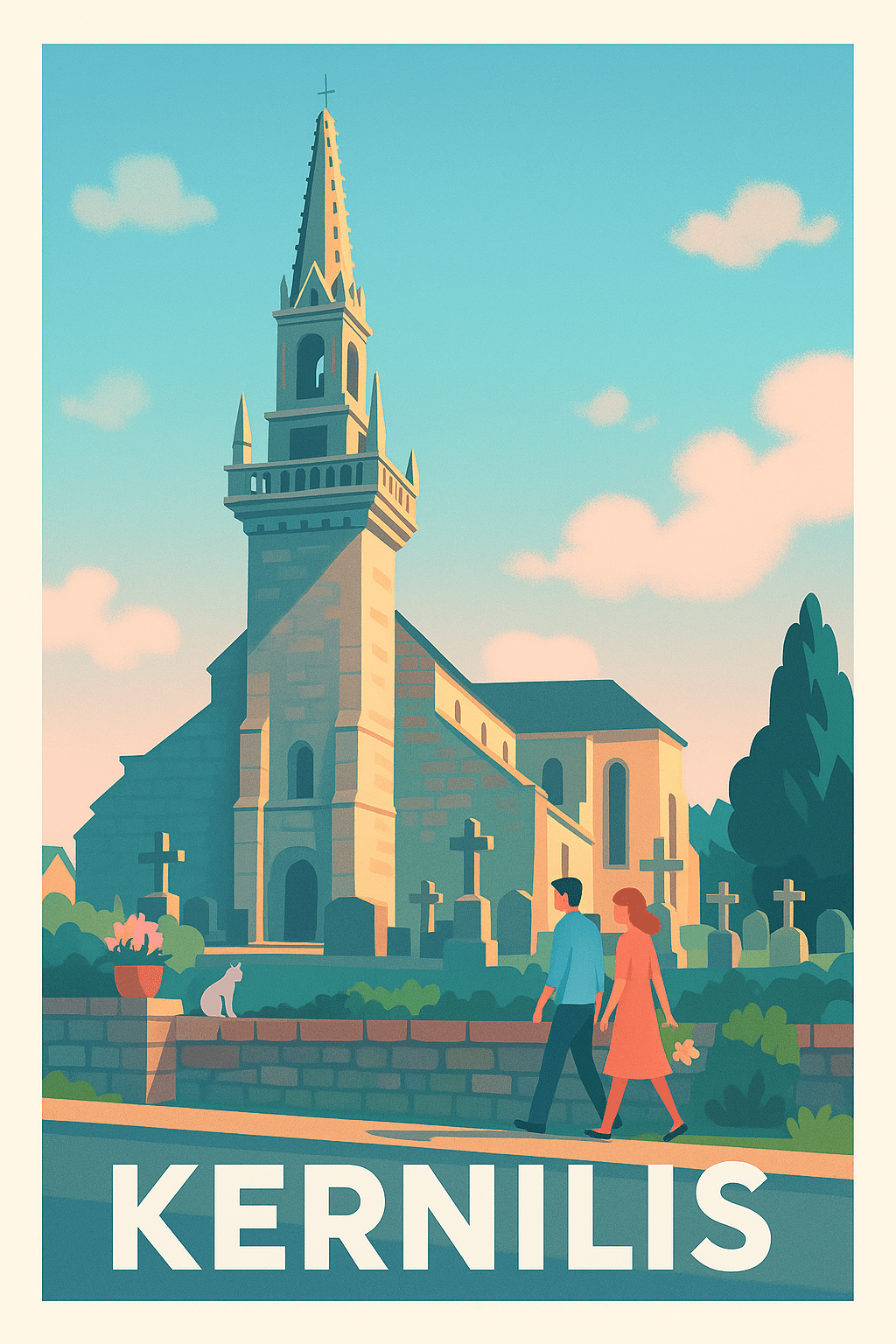 Finistère France Pas de Cadre / 20 × 30cm Affiche de Kernilis - Charme et Sérénité bretonne