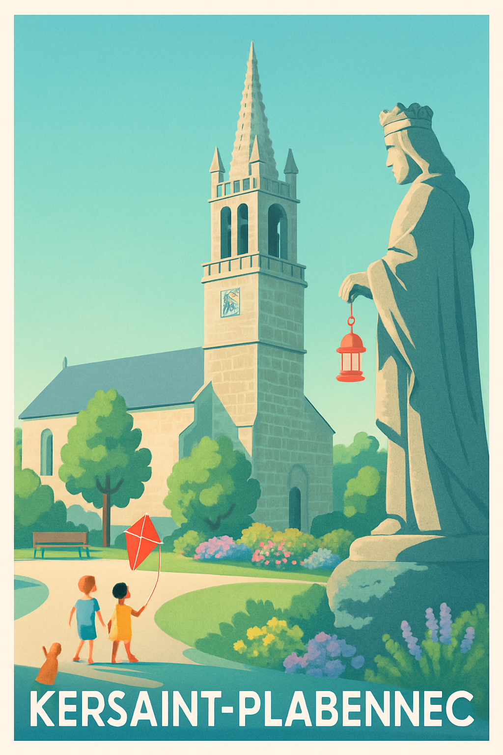 Finistère France Pas de Cadre / 20 × 30cm Affiche de Kersaint-Plabennec - Charme et Sérénité en Bretagne