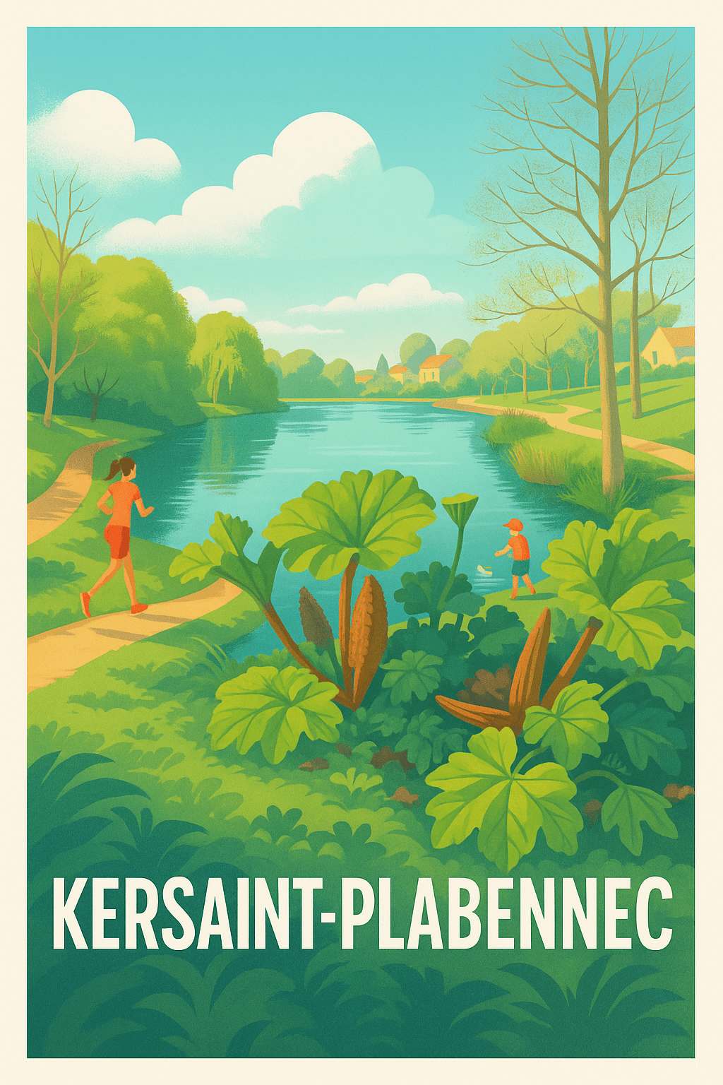 Finistère France Pas de Cadre / 20 × 30cm Affiche de Kersaint-Plabennec - La nature au fil de l'eau
