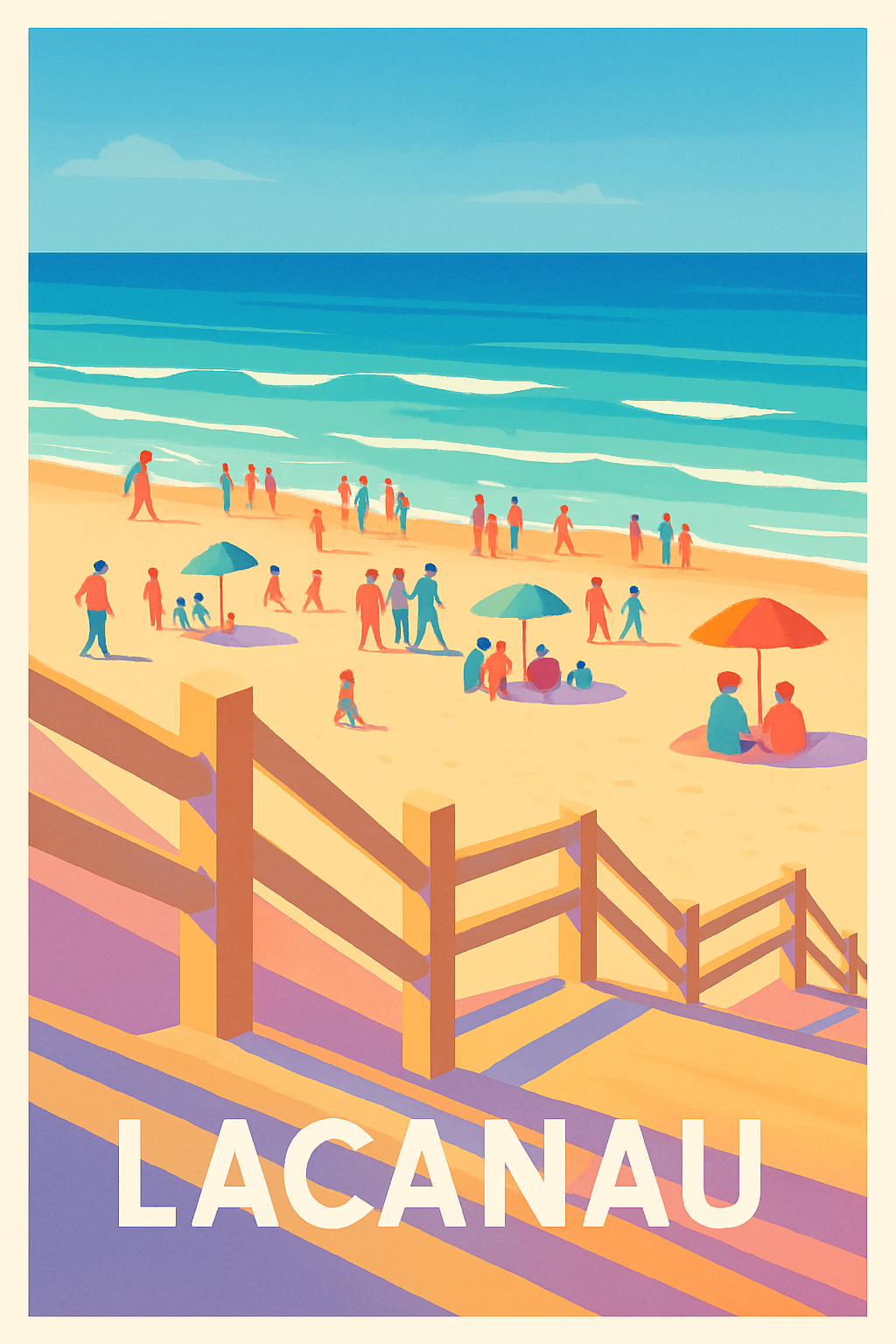 Finistère France Pas de Cadre / 20 × 30cm Affiche de Lacanau - Évasion et douceur au bord de l'océan