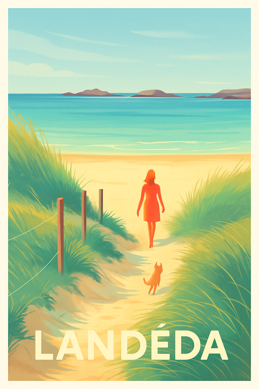 Affiche Landéda — Échappée belle sur la plage bretonne · poster d'art de Landéda