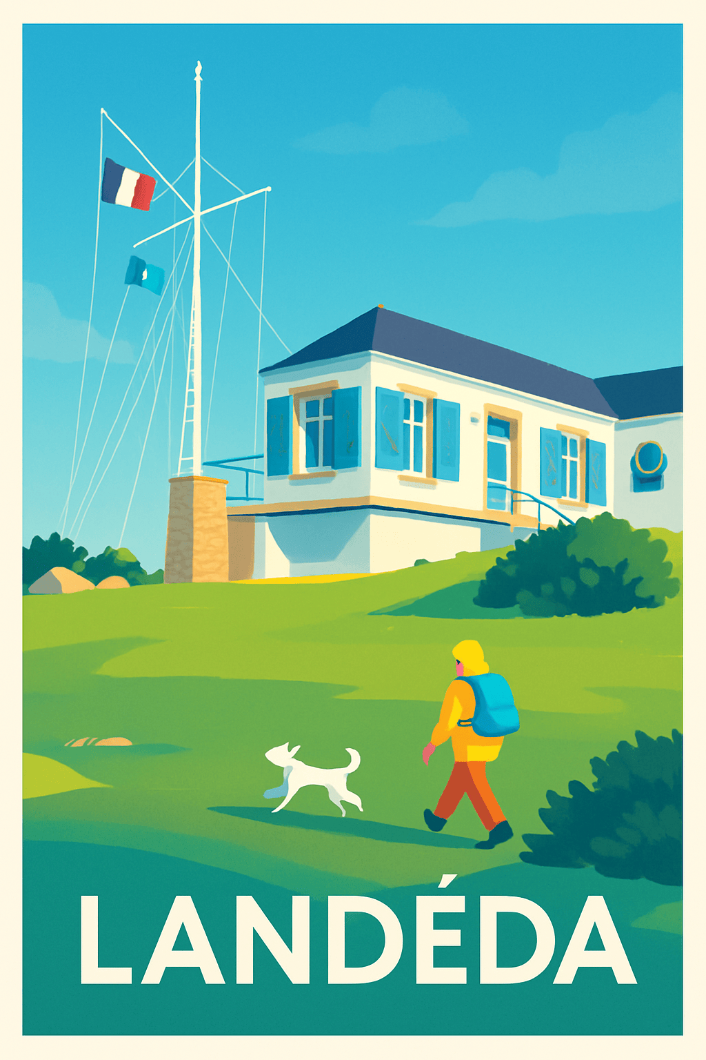Finistère France Pas de Cadre / 20 × 30cm Affiche de Landéda - Promenade en bord de mer