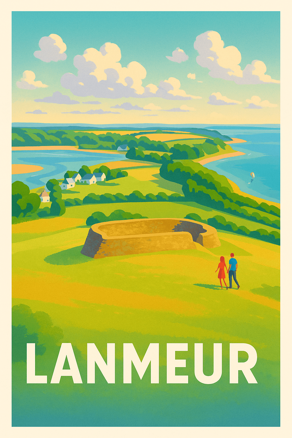 Finistère France Pas de Cadre / 20 × 30cm Affiche de Lanmieur - Évasion entre terre et mer