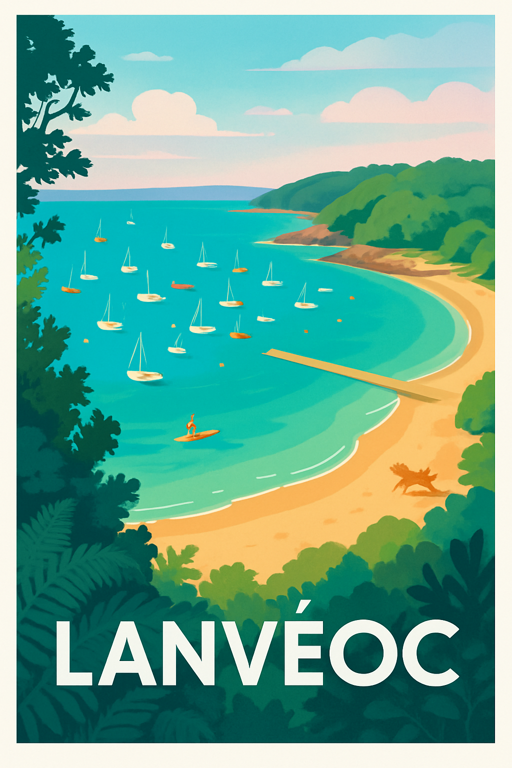 Finistère France Pas de Cadre / 20 × 30cm Affiche de Lanvéoc - Évasion entre mer et forêt