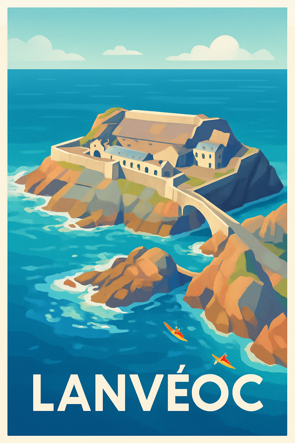 Finistère France Pas de Cadre / 20 × 30cm Affiche de Lanvéoc - Invitation au charme breton face à l'océan