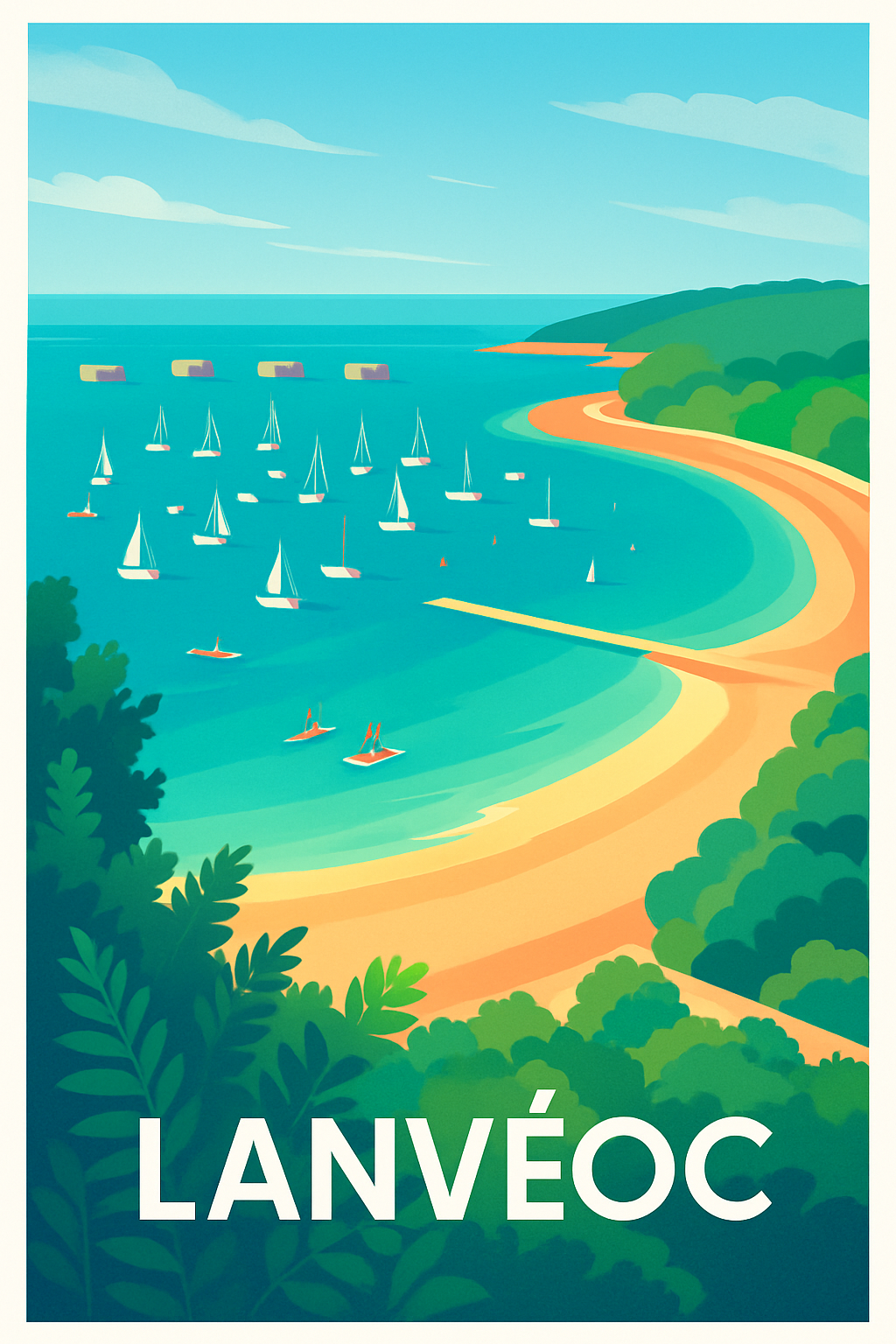 Finistère France Pas de Cadre / 20 × 30cm Affiche de Lanvéoc - Un Havre de Paix en Bretagne