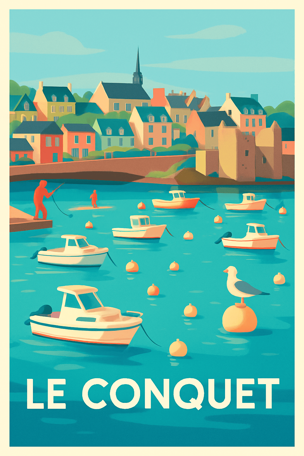 Finistère France Pas de Cadre / 20 × 30cm Affiche de Le Conquet - Charme côtier et sérénité bretonne