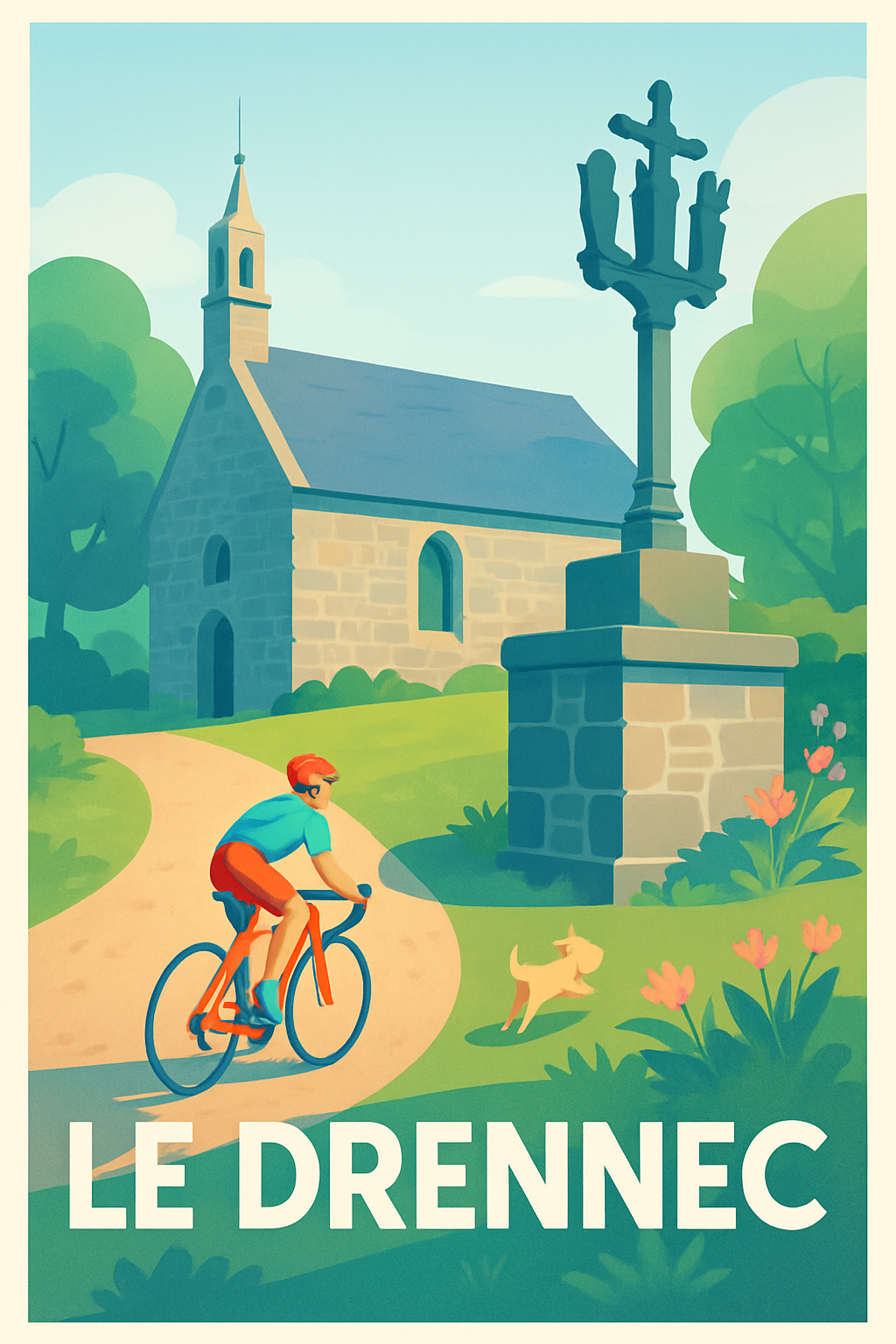 Finistère France Pas de Cadre / 20 × 30cm Affiche de Le Drennec - Escapade bucolique à vélo