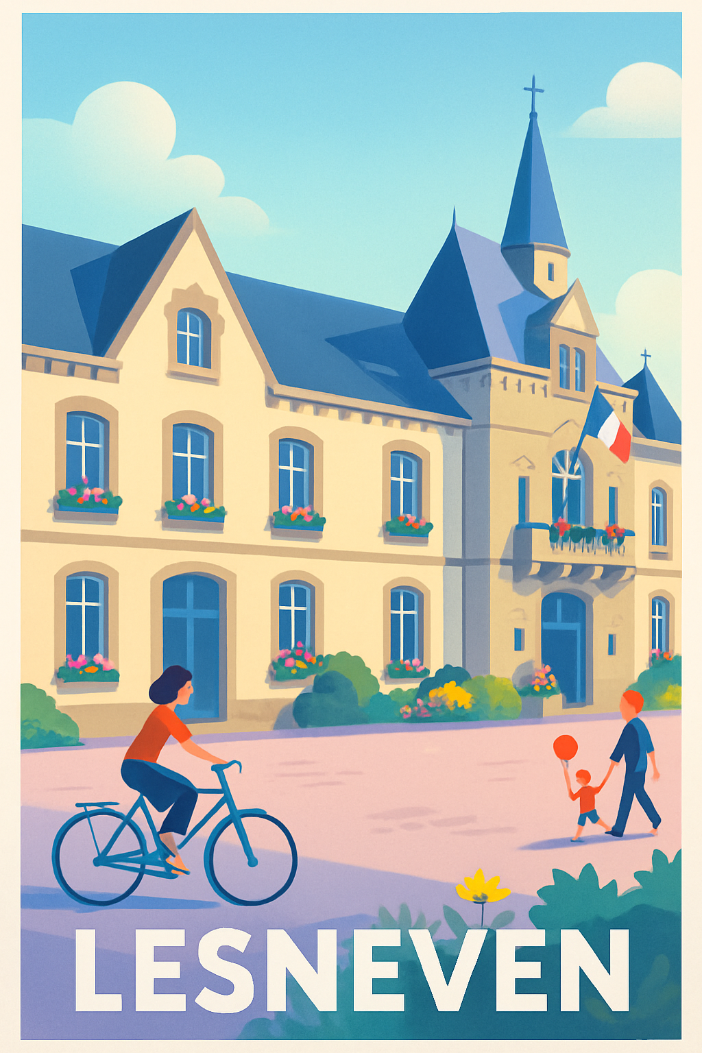 Finistère France Pas de Cadre / 20 × 30cm Affiche de Lesneven - Charme et douceur bretonne au quotidien