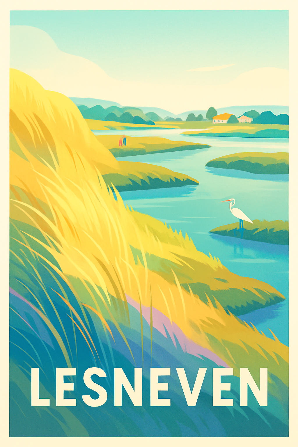 Affiche Lesneven — Harmonie naturelle en bord de rivière · poster d'art de Lesneven