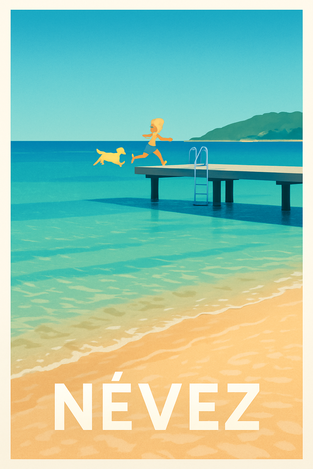 Finistère France Pas de Cadre / 20 × 30cm Affiche de Névez - Évasion et Joie au Bord de l'Eau