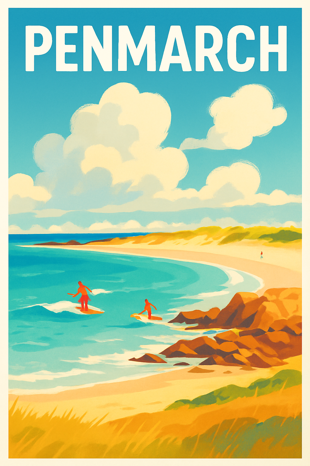 Finistère France Pas de Cadre / 20 × 30cm Affiche de Penmarch - Échappée Balnéaire en Bretagne