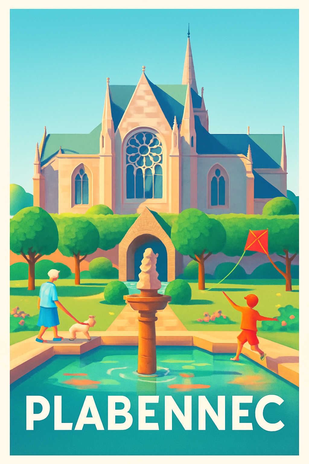 Finistère France Pas de Cadre / 20 × 30cm Affiche de Plabennec - Charme bucolique et patrimoine architectural
