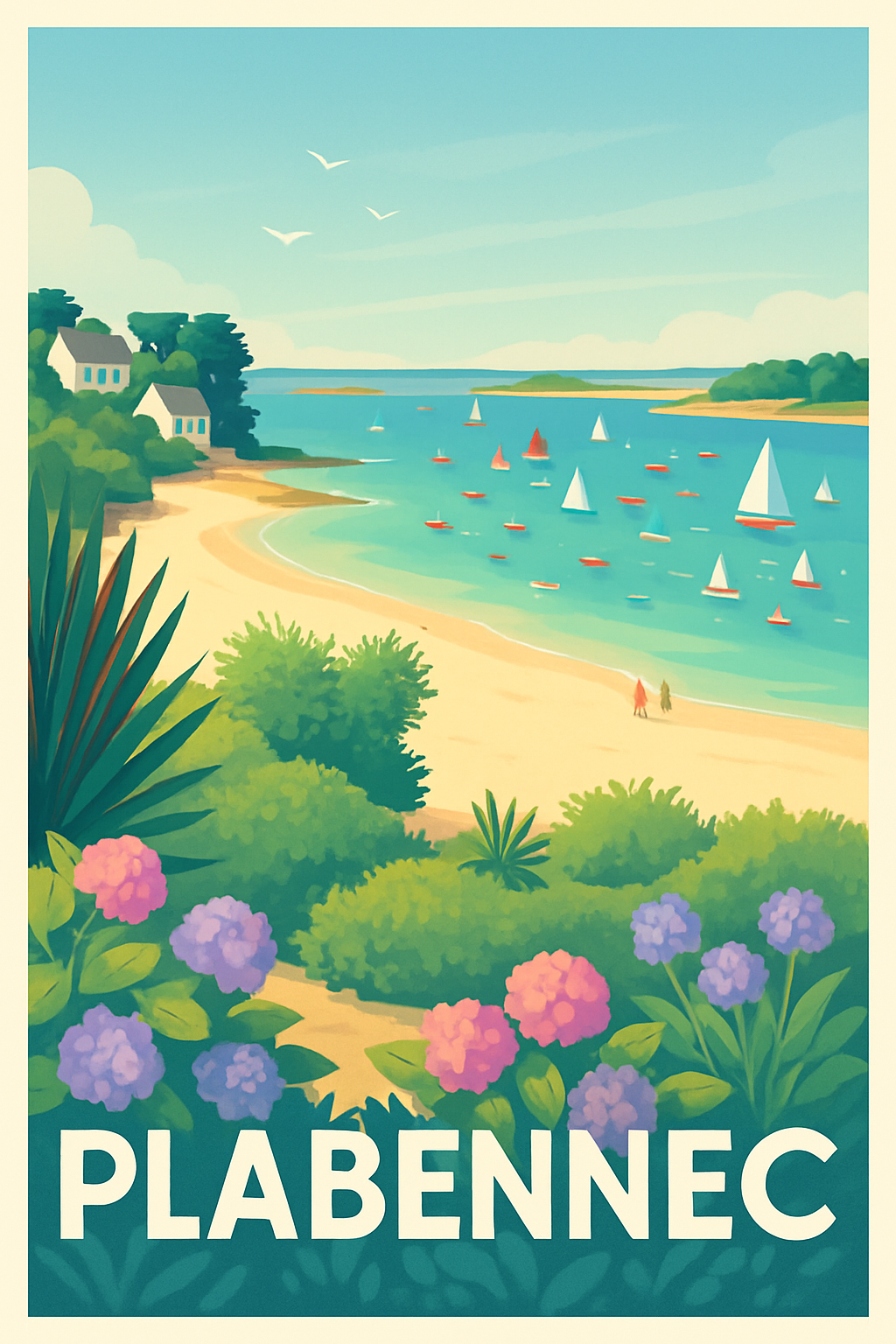 Finistère France Pas de Cadre / 20 × 30cm Affiche de Plabennec - Sérénité et paysages côtiers