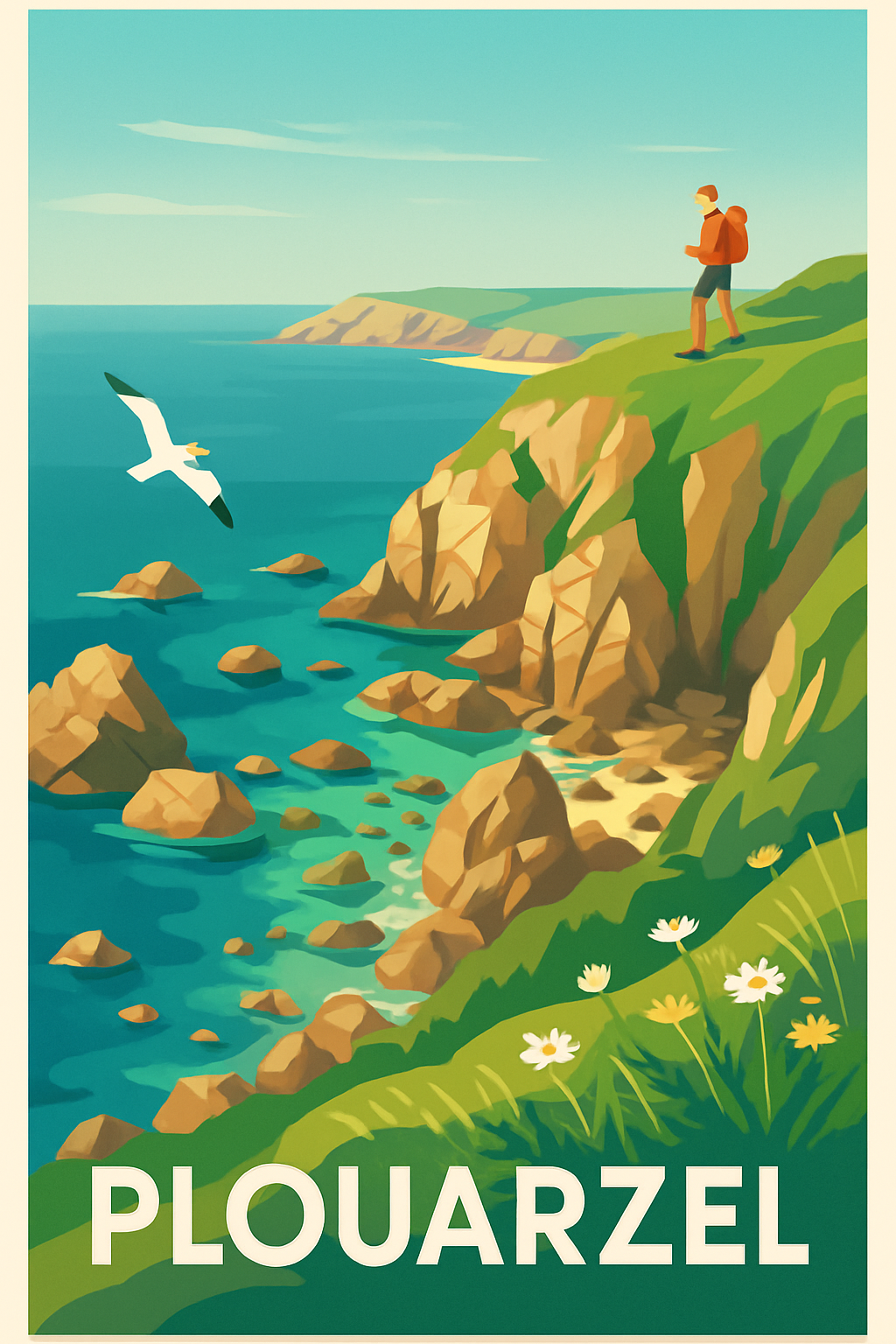Finistère France Pas de Cadre / 20 × 30cm Affiche de Plouarzel - Évasion et paysage côtier breton
