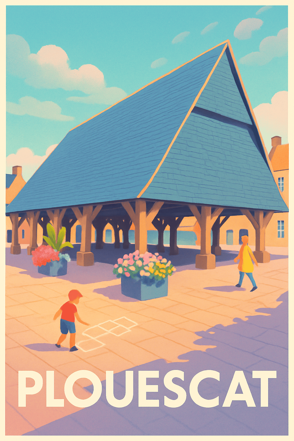 Finistère France Pas de Cadre / 20 × 30cm Affiche de Plouescat - Charme et simplicité bretonne