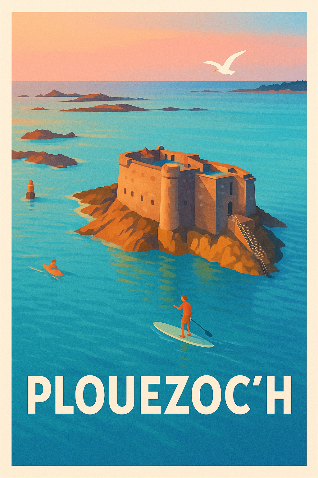 Affiche Plouezoc'h — Évasion marine et patrimoine breton · poster d'art de Plouezoc'h
