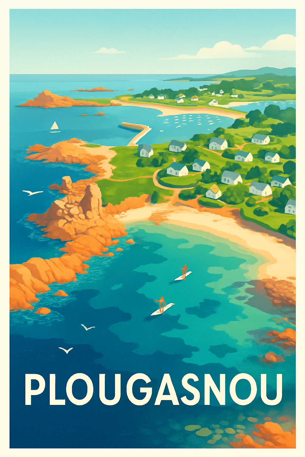 Affiche Plougasnou — Évasion marine et douceur bretonne · poster d'art de Plougasnou