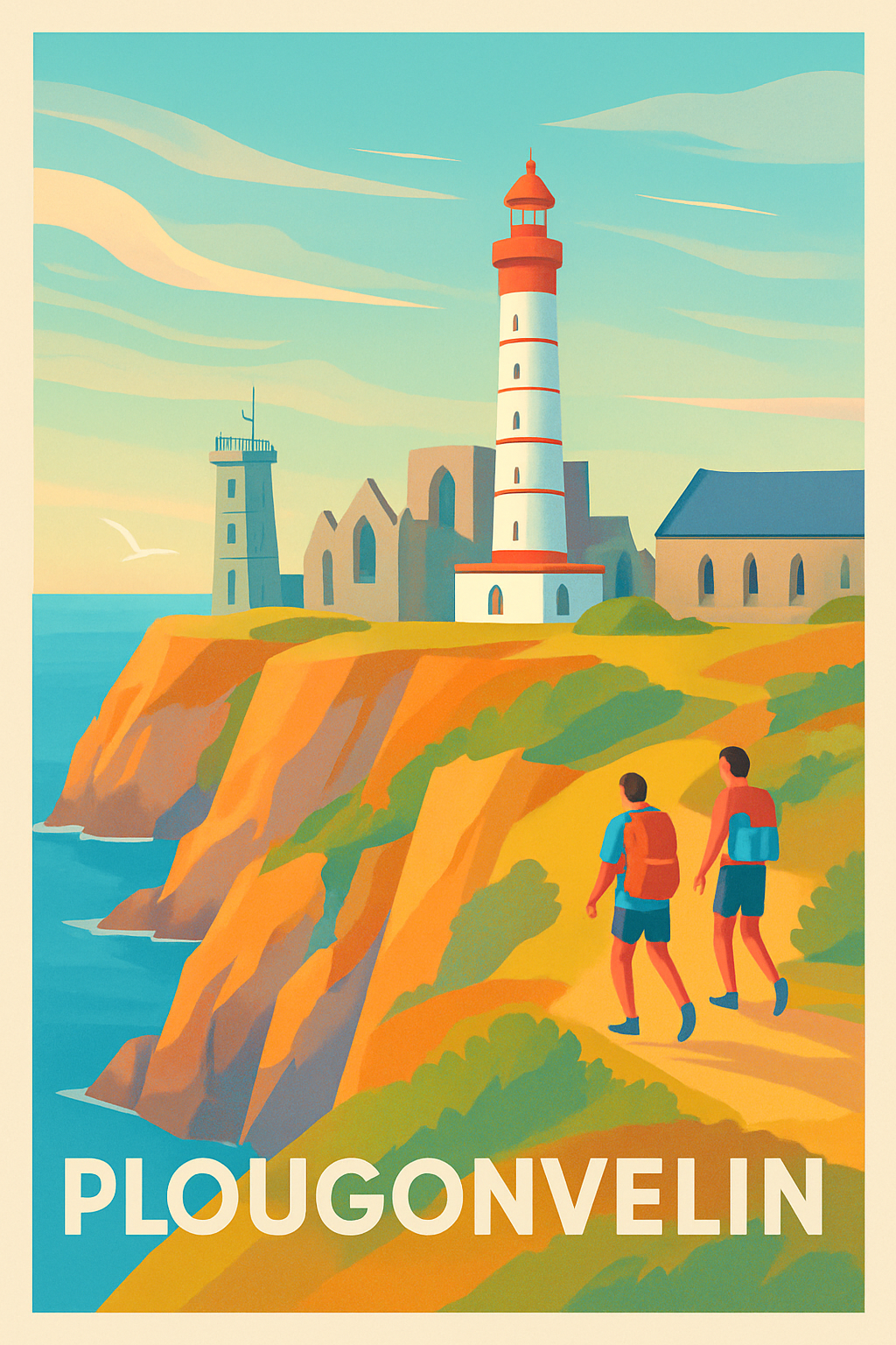 Finistère France Pas de Cadre / 20 × 30cm Affiche de Plougonvelin - Escapade au bord du phare mythique