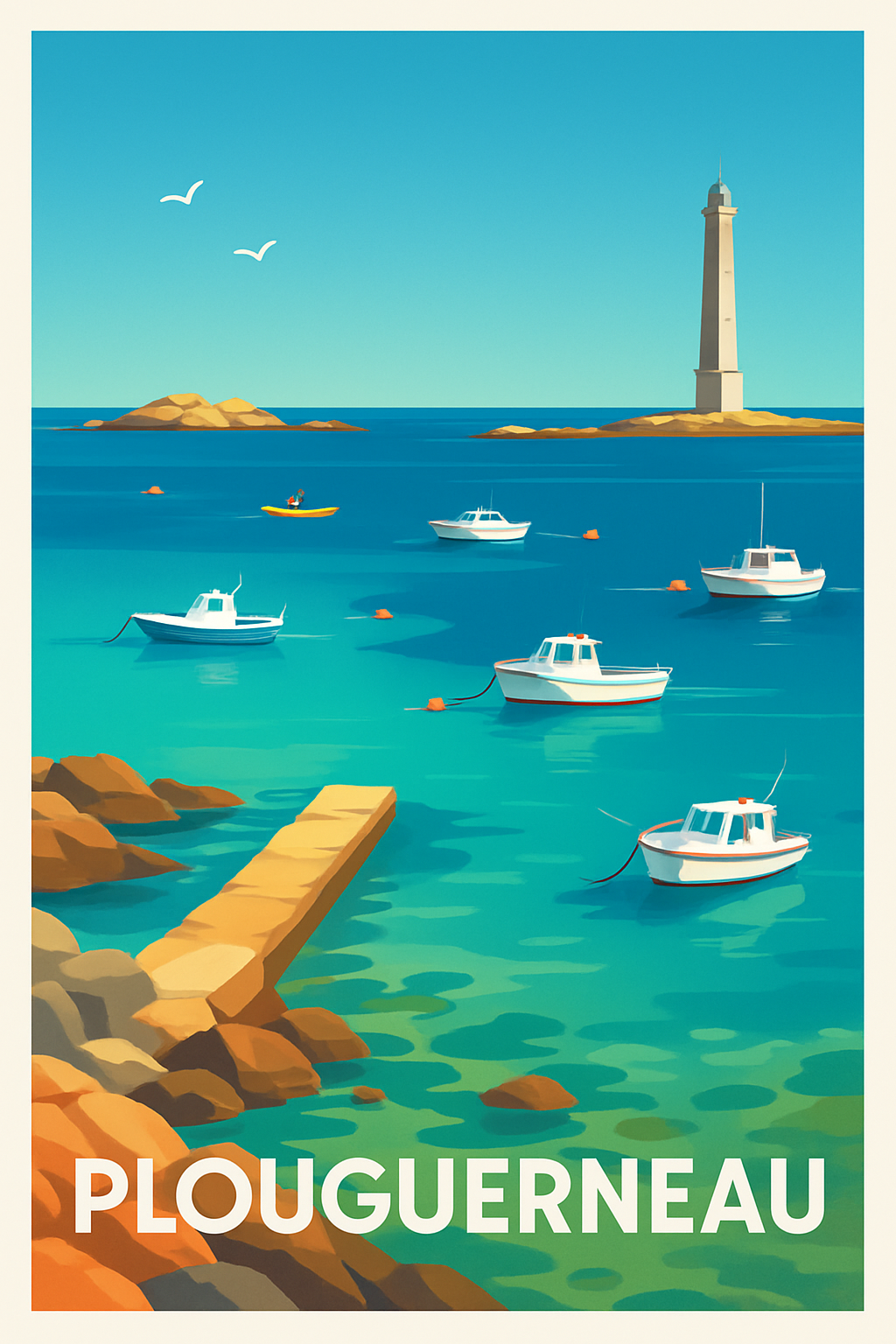 Affiche Plouguerneau — Évasion maritime bretonne · poster d'art de Plouguerneau