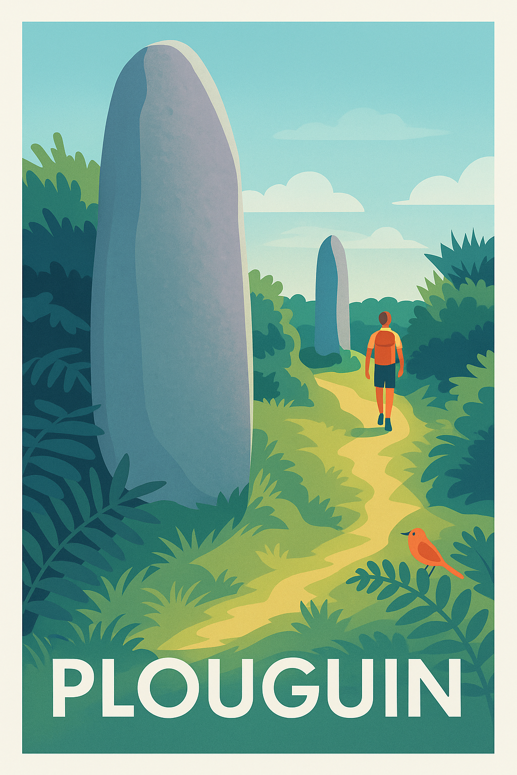Finistère France Pas de Cadre / 20 × 30cm Affiche de Plouguin - Balade entre les menhirs mystérieux